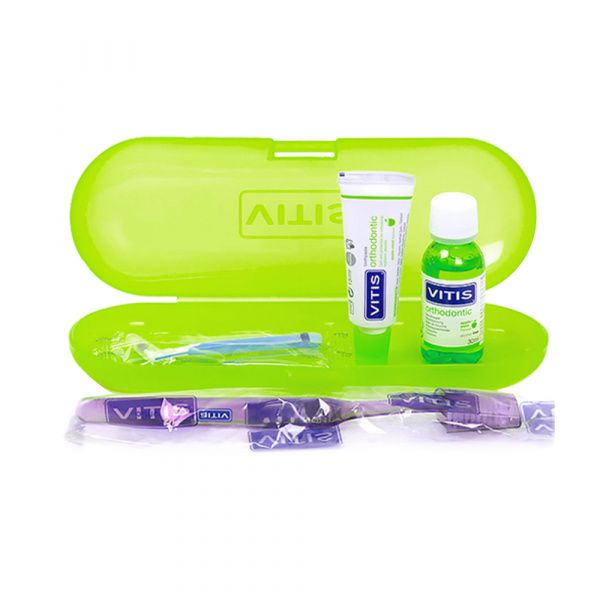 Набір ортодонтичний VITIS ORTHODONTIC REGULAR: щітка, паста 15 мл, ополіскувач 30 мл, міжзубна щітка