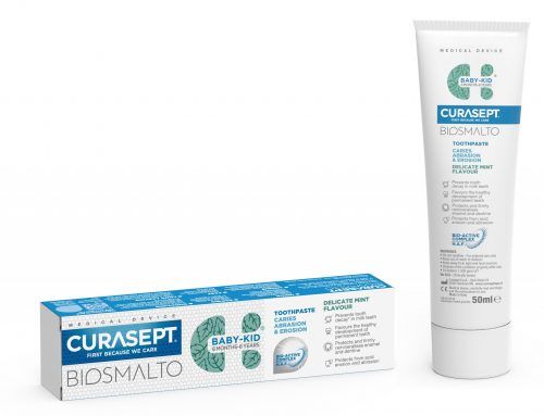 Дитяча зубна паста CURASEPT BIOSMALTO проти карієсу, ерозії та стирання, від 6 місяців до 6 років, м'ята, 50 мл Дитяча зубна паста CURASEPT BIOSMALTO проти карієсу, ерозії та стирання, від 6 місяців до 6 років, м'ята, 50 мл