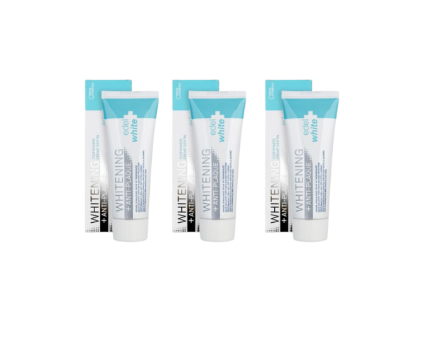 Зубна паста Edel+White Whitening+anti-plague, Антиналіт+відбілювання, 75 мл х 3 шт.
