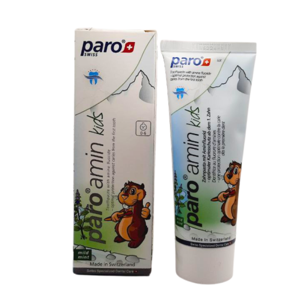Дитяча зубна паста Paro Amin Kids на основі амінофториду 500 ppm, 0-6 років, 75 мл Дитяча зубна паста Paro Amin Kids на основі амінофториду 500 ppm, 0-6 років, 75 мл