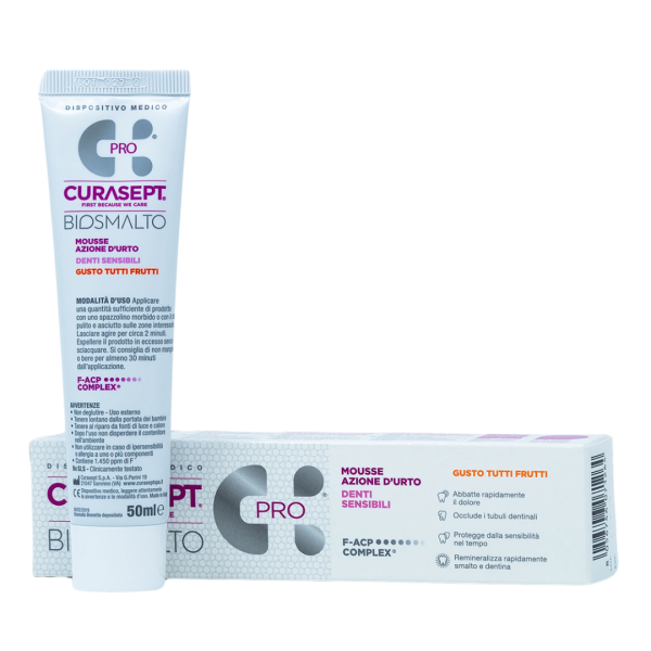 Мус CURASEPT BIOSMALTO SENSITIVE TEETH, інтенсивна дія, ремінералізуючий фруктовий смак, 50 мл 