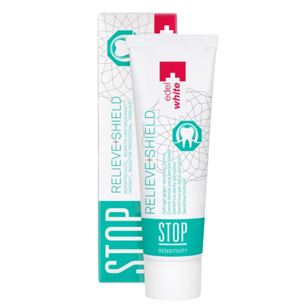 Зубна паста Edel+White Stop sensitivity, для чутливих зубів, проти карієсу, 75 мл