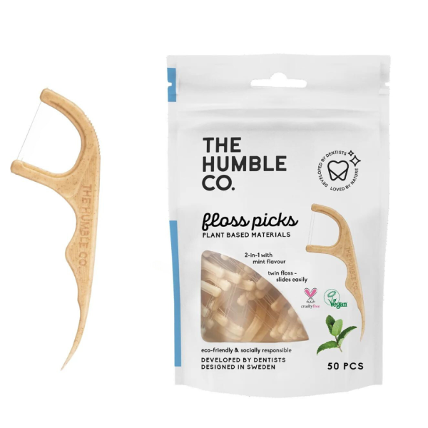 Зубний флос The Humble Co., одинарна нитка, м'ята, 50 шт.