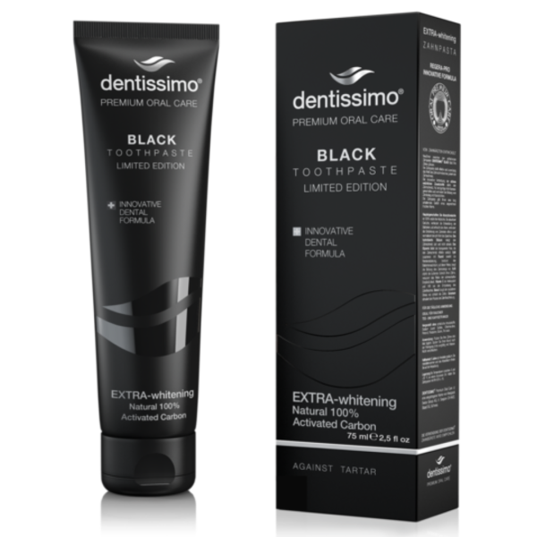 Зубна паста-гель Dentissimo Extra Whitening Black, відбілююча, 75 мл Зубна паста-гель Dentissimo Extra Whitening Black, відбілююча, 75 мл