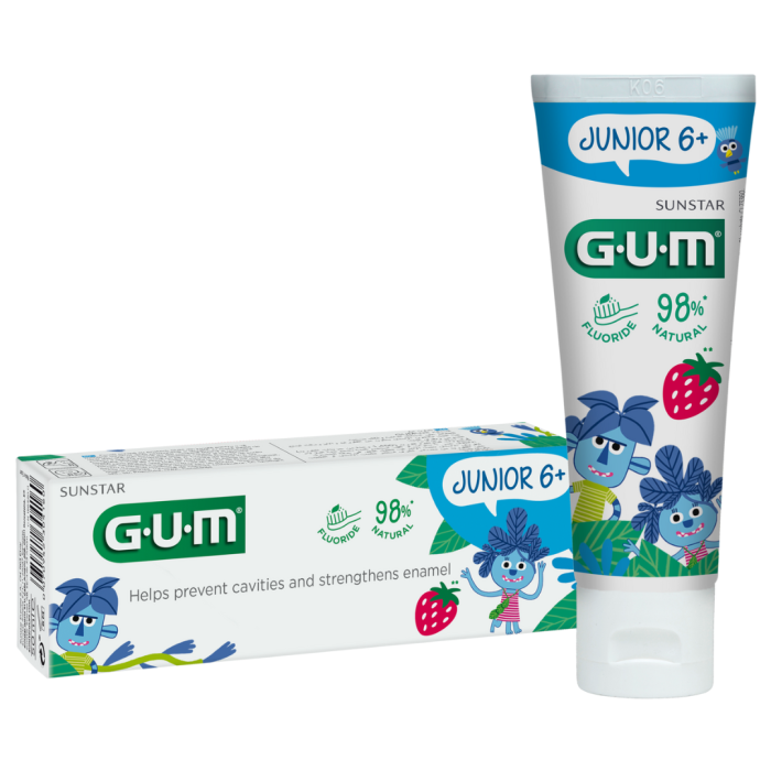 Дитяча зубна паста-гель GUM JUNIOR, від 6 років, полуниця, 50 мл