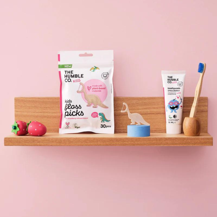 Дитячі флосери The Humble Co. Kids Strawberry, полуниця, 30 шт
