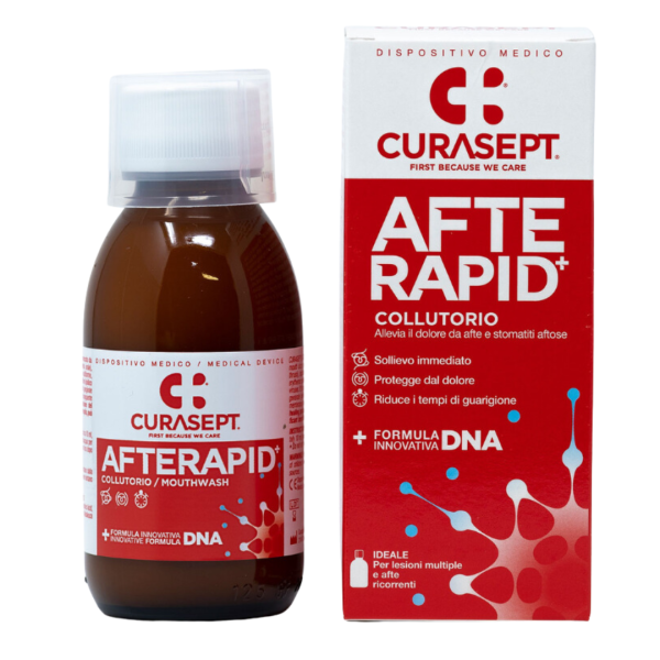 Ополіскувач CURASEPT AFTE RAPID DNA з ДНК та  гіалуроновою кислотою, при стоматиті,125 мл Ополіскувач CURASEPT AFTE RAPID DNA з ДНК та  гіалуроновою кислотою, при стоматиті,125 мл