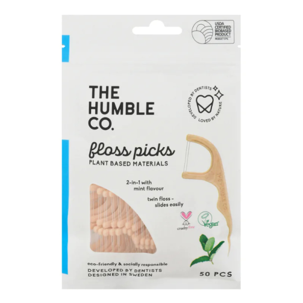 Зубний флос The Humble Co., подвійна нитка, м'ятна, 50 шт.