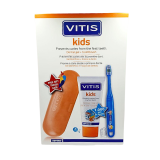 Набір дитячий VITIS KIDS гель-паста, зубна щітка+ контейнер для подорожей, 2-6 років, зі смаком вишні, 50 мл