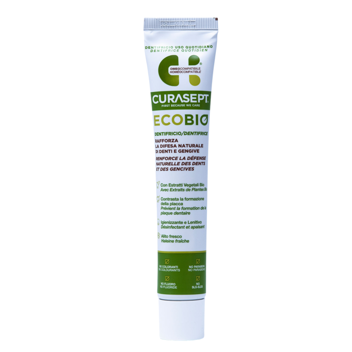 Зубна паста CURASEPT EcoBIO, рослинні екстракти, ефірні олії, без фтору, 75 мл