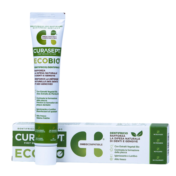 Зубна паста CURASEPT EcoBIO, рослинні екстракти, ефірні олії, без фтору, 75 мл Зубна паста CURASEPT EcoBIO, рослинні екстракти, ефірні олії, без фтору, 75 мл