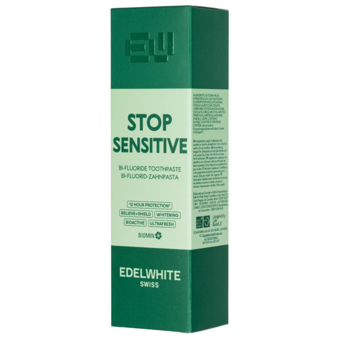 Зубна паста Edel+White Stop sensitivity, для чутливих зубів, проти карієсу, 75 мл