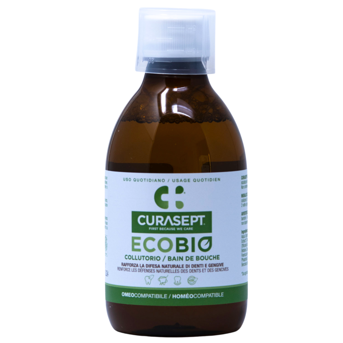 Ополіскувач CURASEPT EcoBIO, органічні екстракти для здоров'я ротової порожнини, без фтору, містить кальцій, 300 мл