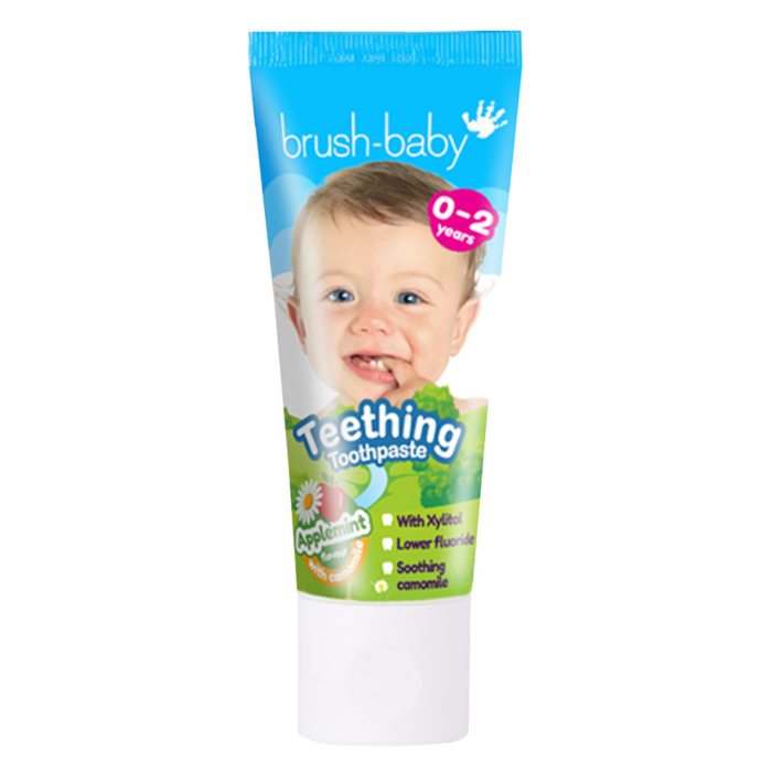 Дитяча зубна паста Brush-Baby Teething для немовлят, 0-2 роки, яблуко-м'ята