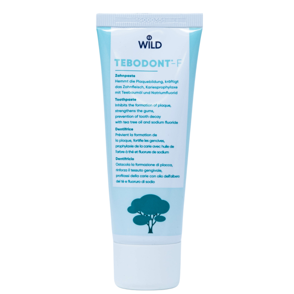 Зубна паста TEBODONT-F з олією чайного дерева (Melaleuca Alternifolia) та фторидом, проти карієсу, зміцнює ясна, 75 мл