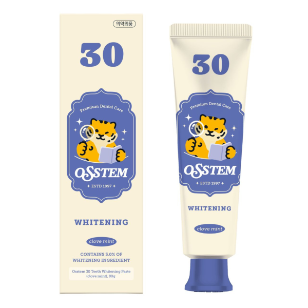Зубна паста Osstem 30 Max Whitening, максимальне відбілювання, 3% перекису водню, 80 гр