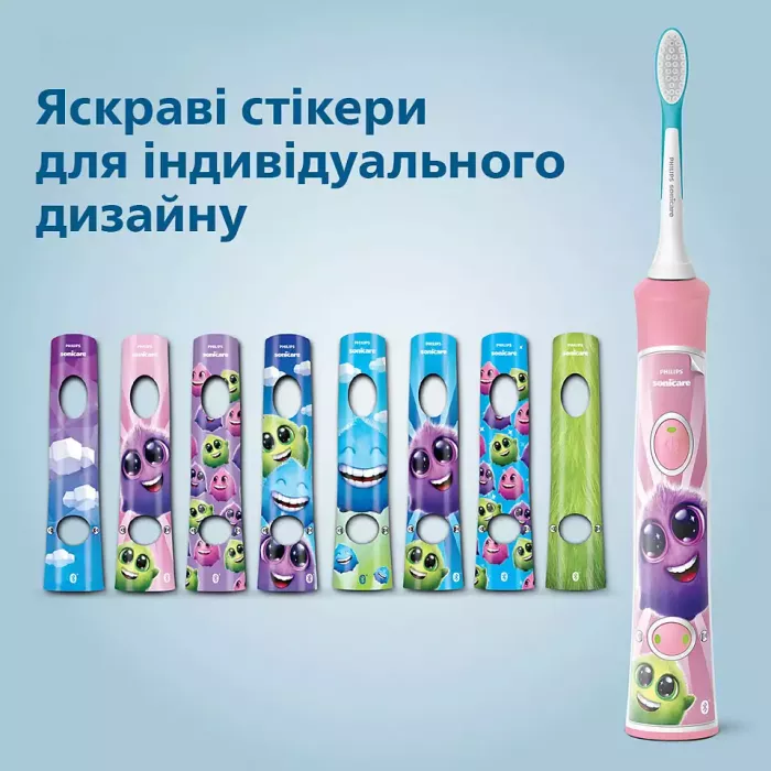 Дитяча звукова електрична щітка Philips Sonicare For Kids HX6352/42, 2 насадки, 1 режим, 2 інтенсивності, мобільний додаток