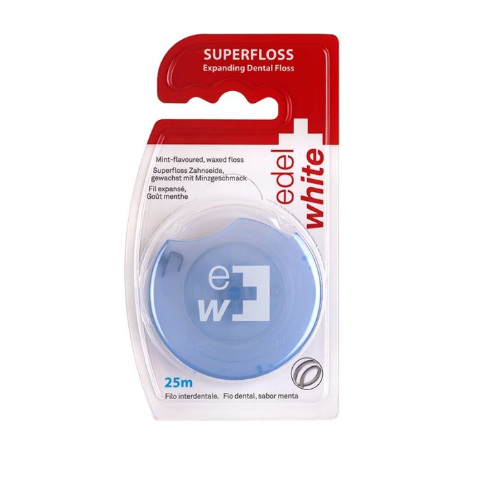 Зубна нитка-флос Edel+White, розширююча, 25 м