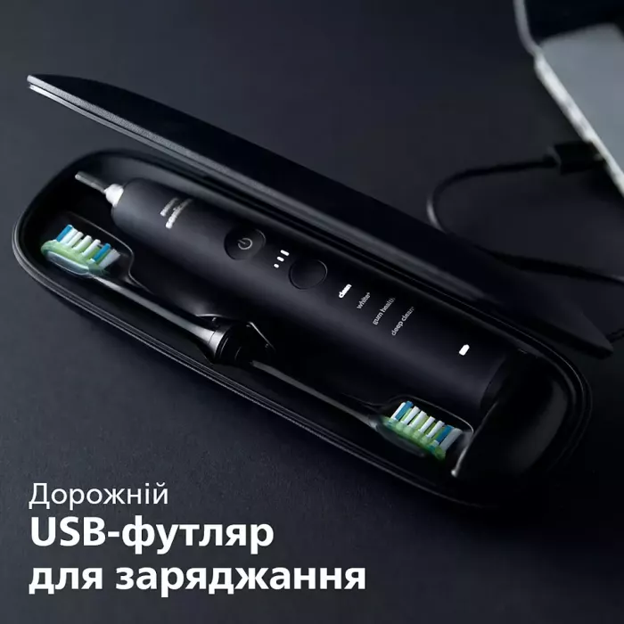 Звукова електрична щітка Philips Sonicare DiamondClean 9000 HX9911/09, насадка проти нальоту, 4 режими, 3 інтенсивності, чохол USB зарядка