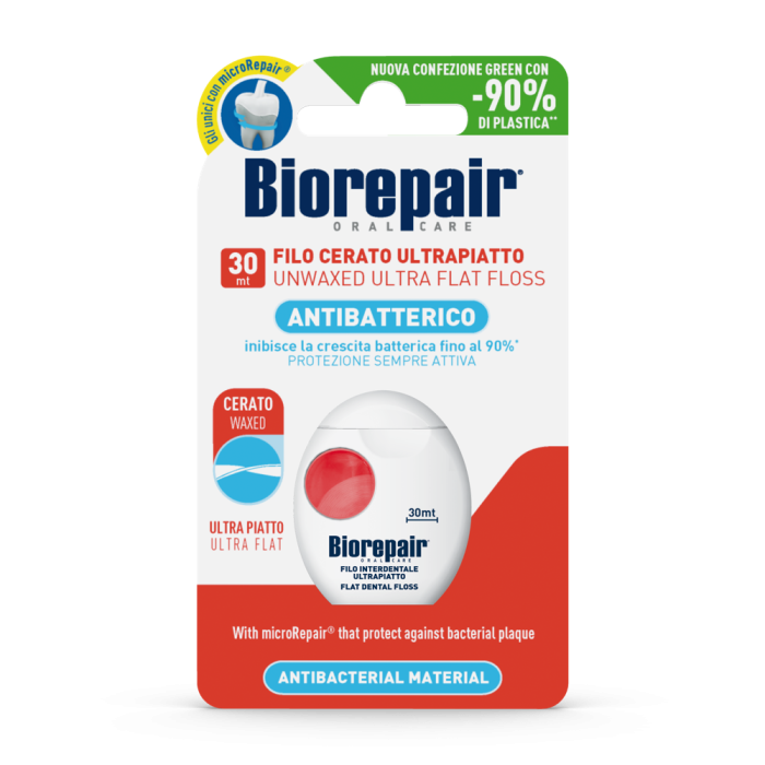 Зубна стрічка Biorepair ультра пласка, з гідроксиапатитом і цинком РСА, 30 м