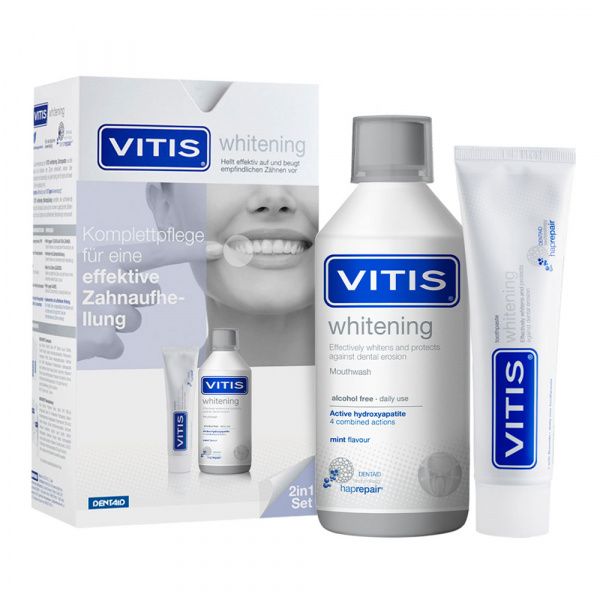 Набір VITIS WHITENING для відбілювання, ополіскувач 500 мл, зубна паста 100 мл Набір VITIS WHITENING для відбілювання, ополіскувач 500 мл, зубна паста 100 мл